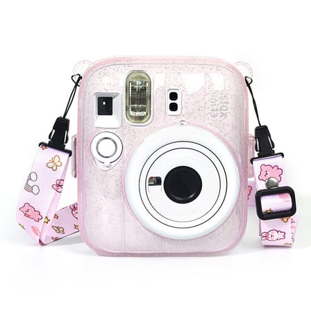 Instax Mini 13 Makine Uyumlu Pembe Simli Pleksi Kılıf