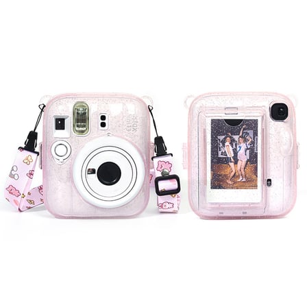 Instax Mini 13 Makine Uyumlu Pembe Simli Pleksi Kılıf