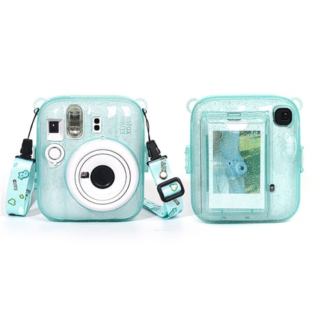 Instax Mini 13 Makine Uyumlu Yeşil Simli Pleksi Kılıf