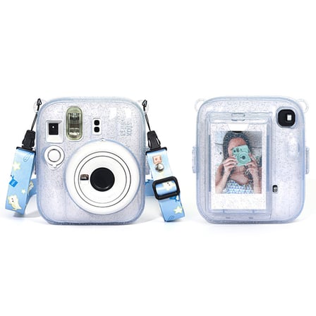 Instax Mini 13 Mavi Fotoğraf Makinesi Simli Pleksi Kılıf ve 20'li Film Hediye Seti
