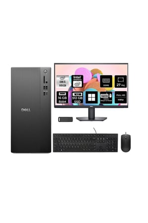 Tower Essential QVT1260 Core i5 14500 16GB RAM 512GB SSD 27" FHD Win11 Pro BTO005BQVT1260P941 Masaüstü Bilgisayar + PER4 USB Bellek