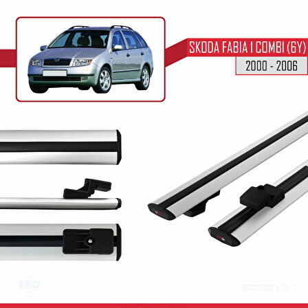 Skoda Fabia (6Y) Combi 2000-2006 Arası ile Uyumlu BASIC Model Ara Atkı Tavan Barı Gri 2 Adet