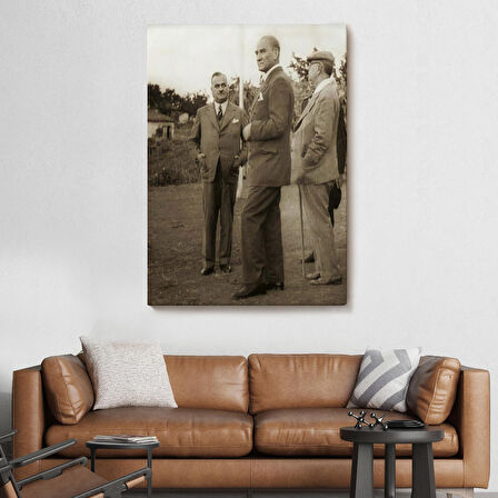 Atatürk, Celal Bayar, ve Kılıç Ali ile Muhafız Alayında Denetlemelerde Bulunurken Tablo-6259