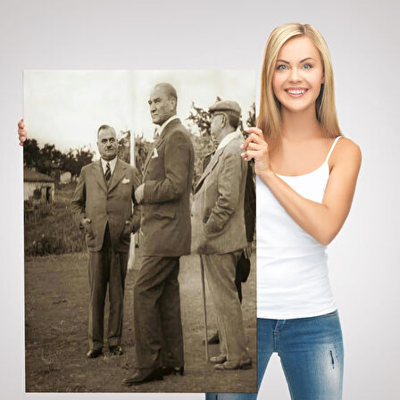 Atatürk, Celal Bayar, ve Kılıç Ali ile Muhafız Alayında Denetlemelerde Bulunurken Tablo-6259