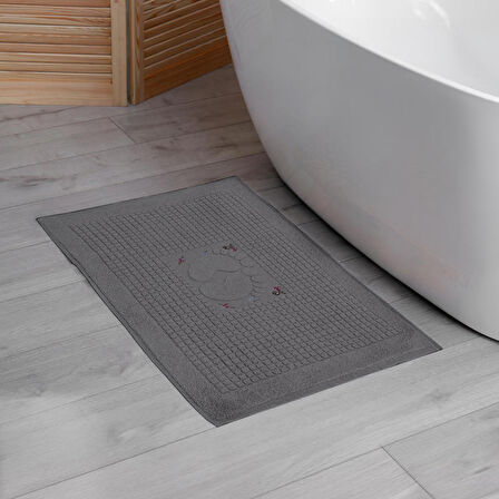 Homedius Banyo Çiçekli Pamuklu Ayak Havlusu 50x70cm 