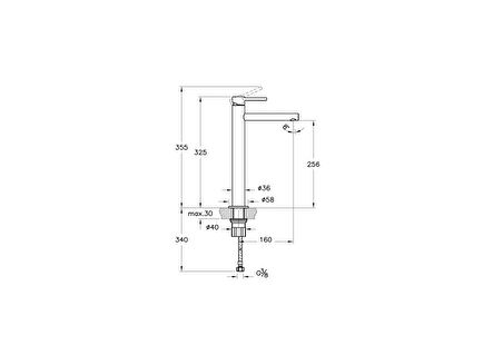 VitrA Origin A4255836WTC Lavabo Bataryası (Yüksek Large), Mat Siyah