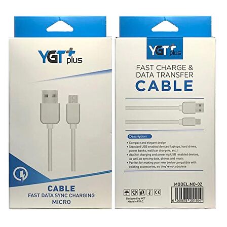 YGT Plus™ 2.4A Micro Usb Şarj ve Data Kablosu 1 Metre