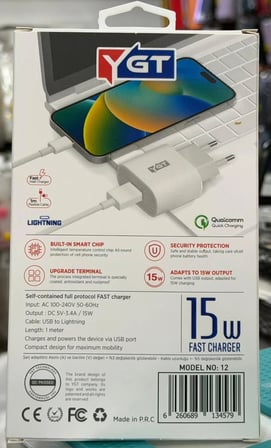 YGT+ 15W İPHONE ŞARJ ALETİ KABLO SET