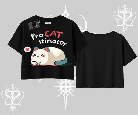 Paws Off Yazılı Kedi Baskılı Streetwear Kayık Yaka Tshirt