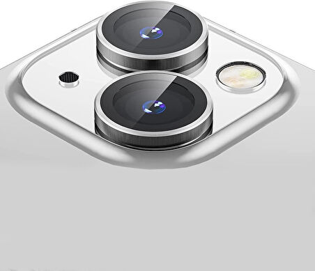 Apple iPhone 15 Gerçek Cam Safir Lens Koruma Gümüş