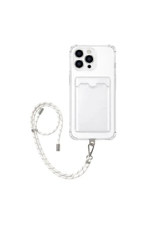 Apple iPhone 15 Pro Max Kartlıklı Askı+Aparatlı Antişok Kılıf Beyaz