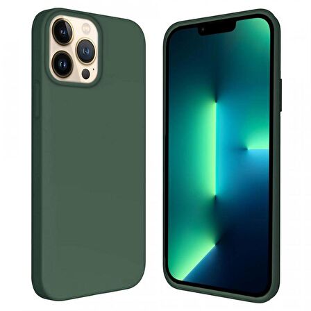 Apple iPhone 15 Pro 6.1'' İçi Kadife Silikon Kılıf Haki