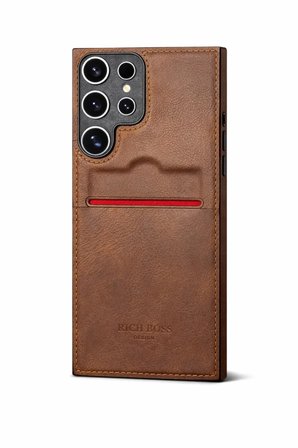 Samsung Galaxy S25 Ultra Kartlıklı Rich Boss Lüx Deri Kılıf Koyu Kahverengi