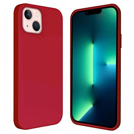 Apple iPhone 15 Plus 6.7'' İçi Kadife Silikon Kılıf Kırmızı