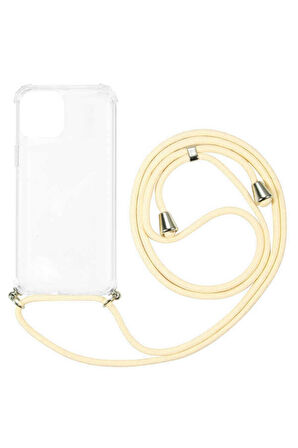 Apple iPhone 16 6.1'' Boyun Askılı Şeffaf Tank Kılıf Sarı