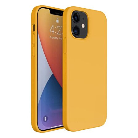 Apple iPhone 15 6.1'' İnce Mat Silikon Kılıf Sarı