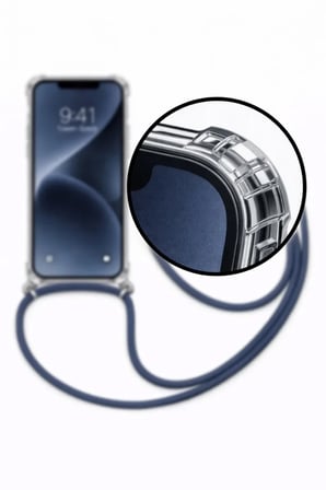 Samsung Galaxy S23 Ultra Boyun Askılı Şeffaf Tank Kılıf Siyah-Beyaz