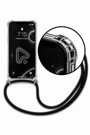 Samsung Galaxy A04 Boyun Askılı Şeffaf Tank Kılıf Siyah