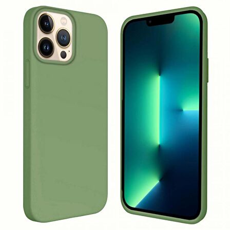 Apple iPhone 15 Pro 6.1'' İçi Kadife Silikon Kılıf Yeşil