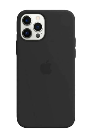 Apple iPhone 12 Pro Max Uyumlu Logolu Lansman Silikon Kılıf Siyah