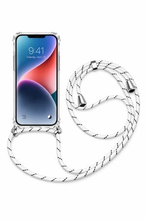 Samsung Galaxy A73 Boyun Askılı Şeffaf Tank Kılıf Siyah-Beyaz