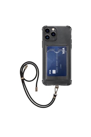Apple iPhone 16 Pro Max Kartlıklı Askı+Aparatlı Antişok Kılıf Siyah