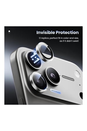 Apple iPhone 17 Pro Metal Çerçeveli Kamera Koruma Lensi Gümüş