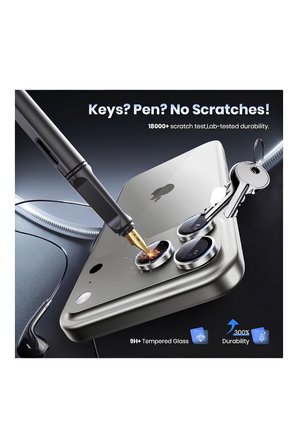 Apple iPhone 17 Pro Metal Çerçeveli Kamera Koruma Lensi Gümüş