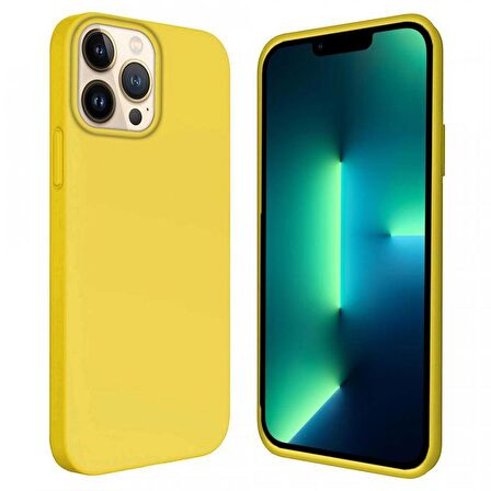 Apple iPhone 15 Pro Max 6.7'' İçi Kadife Silikon Kılıf Sarı