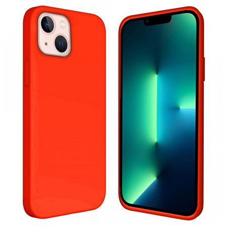 Apple iPhone 15 6.1'' İçi Kadife Silikon Kılıf Turuncu