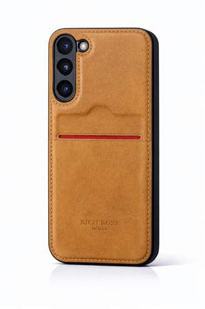 Samsung Galaxy S23 Plus Kartlıklı Rich Boss Lüx Deri Kılıf Açık Kahve