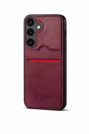 Samsung Galaxy S24 Plus Kartlıklı Rich Boss Lüx Deri Kılıf Koyu Kırmızı