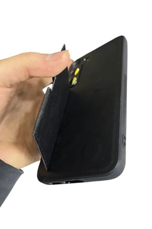 Samsung Galaxy A15 Kartlıklı Standlı Lüx Kılıf Siyah