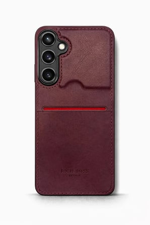 Samsung Galaxy A16 Kartlıklı Rich Boss Lüx Deri Kılıf Koyu Kırmızı