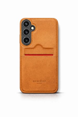 Samsung Galaxy S25 Plus Kartlıklı Rich Boss Lüx Deri Kılıf Açık Kahve
