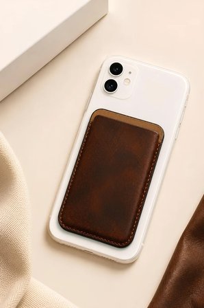 iPhone 12 Mini Heritage Hakiki Deri Cüzdan Magsafe Vintage Kahverengi