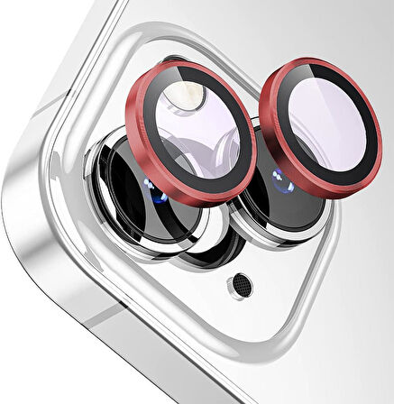 Apple iPhone 15 Gerçek Cam Safir Lens Koruma Kırmızı