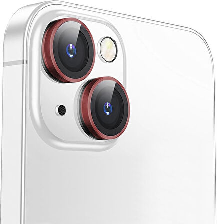 Apple iPhone 15 Gerçek Cam Safir Lens Koruma Kırmızı