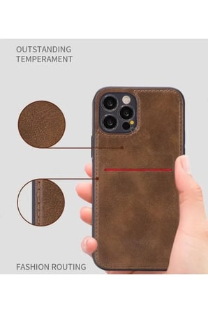Apple iPhone 16 Kartlıklı Rich Boss Lüx Deri Kılıf Koyu Kırmızı