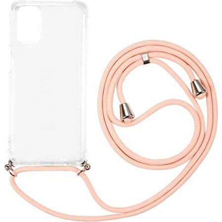 Apple iPhone 15 6.1'' Boyun Askılı Şeffaf Tank Kılıf Pembe
