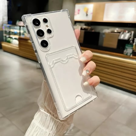 Samsung Galaxy S22 ultra Transparent Kartlıklı Antişok Kılıf Şeffaf