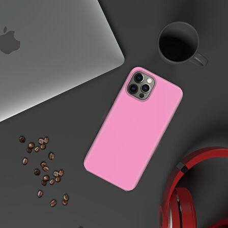 Apple iPhone 15 Pro 6.1'' İnce Mat Silikon Kılıf Pembe