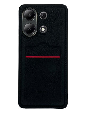 Redmi Note 13 4G Kartlıklı Rich Boss Lüx Deri Kılıf Siyah