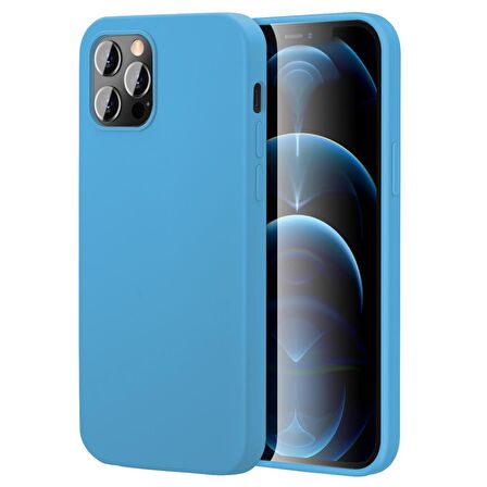 Apple iPhone 15 Pro Max 6.7'' İnce Mat Silikon Kılıf Mavi