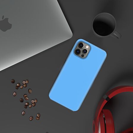 Apple iPhone 15 Pro Max 6.7'' İnce Mat Silikon Kılıf Mavi