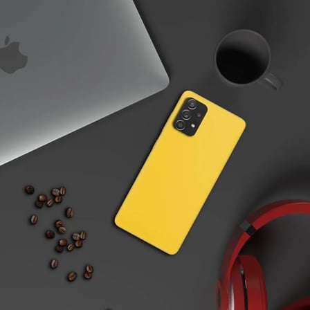 Samsung Galaxy A53 İnce Mat Silikon Kılıf Sarı
