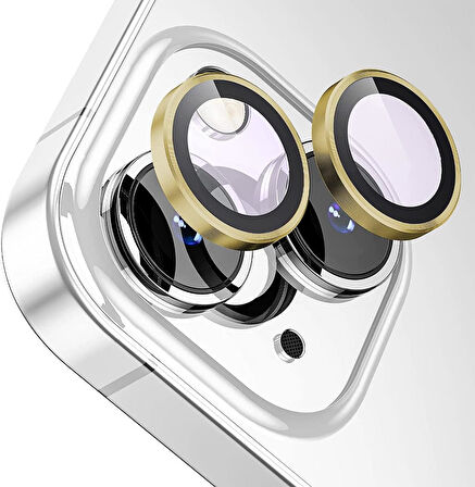 Apple iPhone 15 Gerçek Cam Safir Lens Koruma Gold