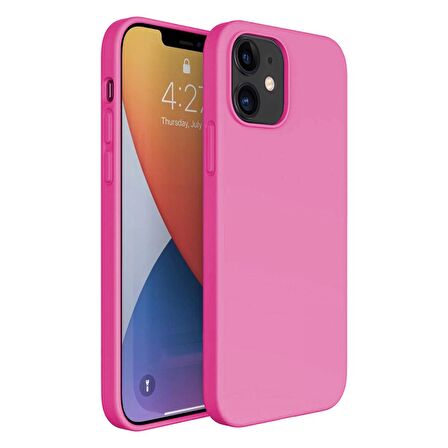 Apple iPhone 15 Plus 6.7'' İnce Mat Silikon Kılıf Pembe