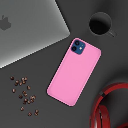 Apple iPhone 15 Plus 6.7'' İnce Mat Silikon Kılıf Pembe