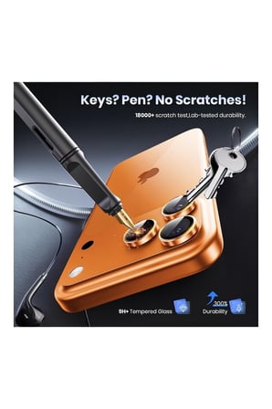 Apple iPhone 17 Pro Max Metal Çerçeveli Kamera Koruma Lensi Turuncu